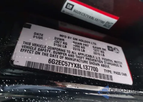 2008 Pontiac G8 Gt из США, поврежденный, VIN 6G2EC57YX8L137700